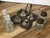 Early 19th Century Vintage 4-Piece Glass and Metal Condiment Cruet Set - 5 pcs For Sale - Image 5 of 9