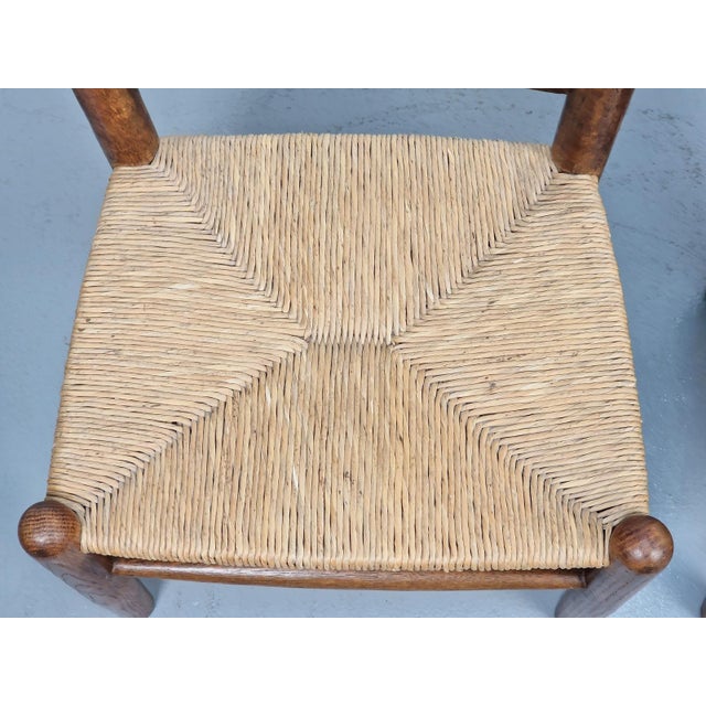Set of Brutalist Wood and Wicker Chairs in the style of Charlotte Perriand, 1960s, Set of 2 For Sale - Image 15 of 16