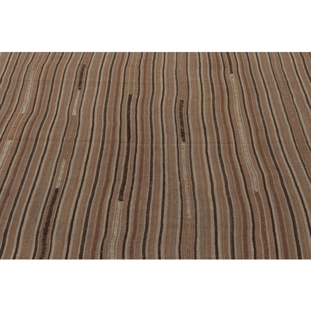 1950s Vintage Persian Kilim, Rich Beige-Brown and Earth Tone Stripes - Rug & Kilim For Sale - Image 5 of 8