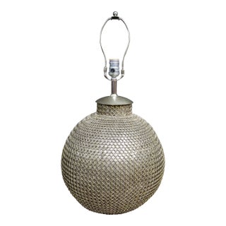 Mid-Century Brass Chainmail Orb Table Lamp For Sale