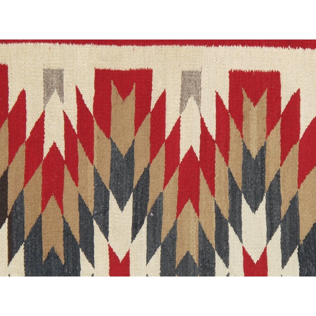 Vintage Navajo Folk Handmade Wool Beige, Red & Tan Rug For Sale - Image 4 of 10