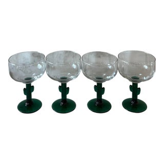 Set of 4 Vintage Libbey Cactus Margarita Glasses For Sale