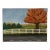 Late 20th Century Original Landscape Painting of an Autumn Maple Tree and White Picket Fence For Sale
