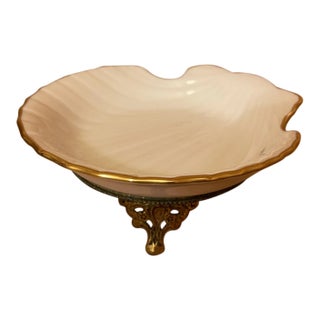 Mid 20th Century Porcelain Shell Dish on Stand For Sale