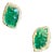 22 Ct Carved Emerald & 2 Ct Diamond Earrings 14 Karat Yellow Gold Post Earrings For Sale