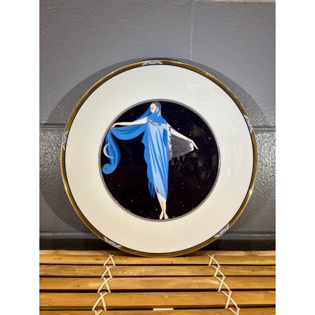 1980s Vintage Erté “Moonlight” Porcelain Collector Plate, Art Deco, 1988 For Sale - Image 5 of 5