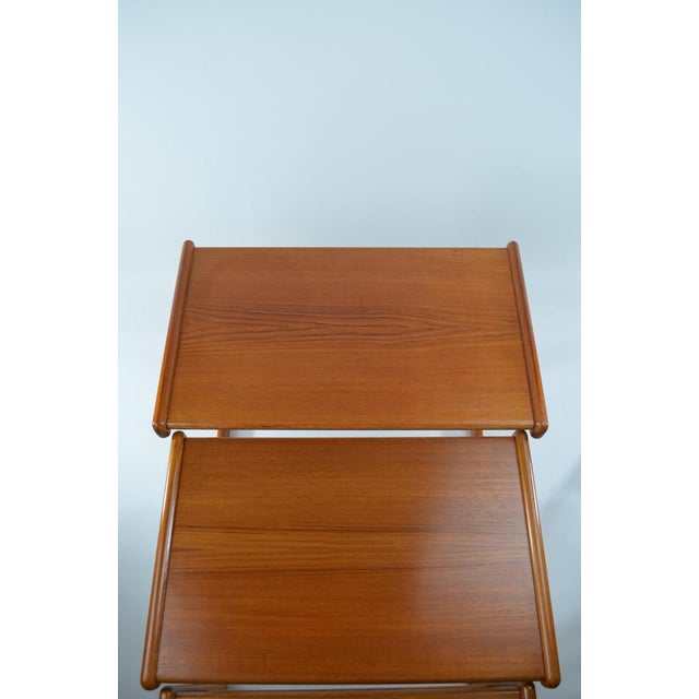 Brown Nesting Tables from Salin Nyborg, Danemark, 1960s, Set of 3 For Sale - Image 8 of 10