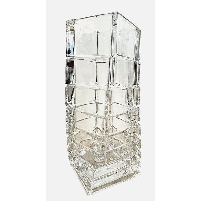 Contemporary Circa 1985 Christa Hausler-Goltz Rosenthal Germany Colorless Crystal Turnus Vase For Sale - Image 3 of 9