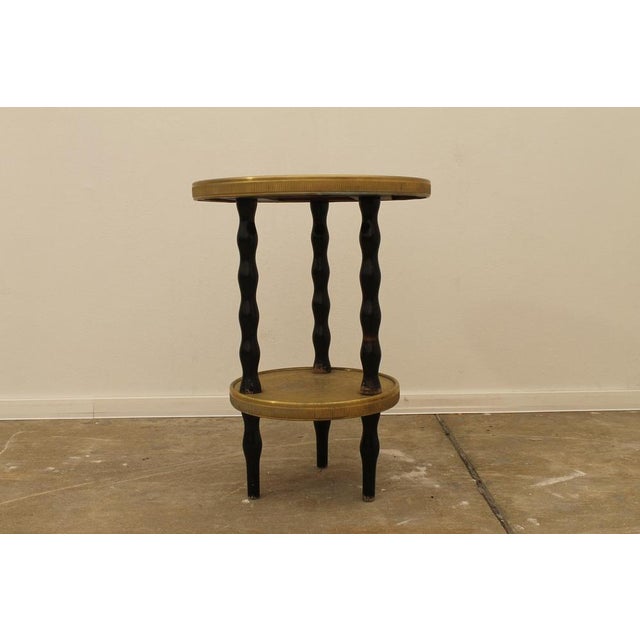 Art Deco Wood and Brass Round Side Table, Bohemia, 1930s For Sale - Image 3 of 18