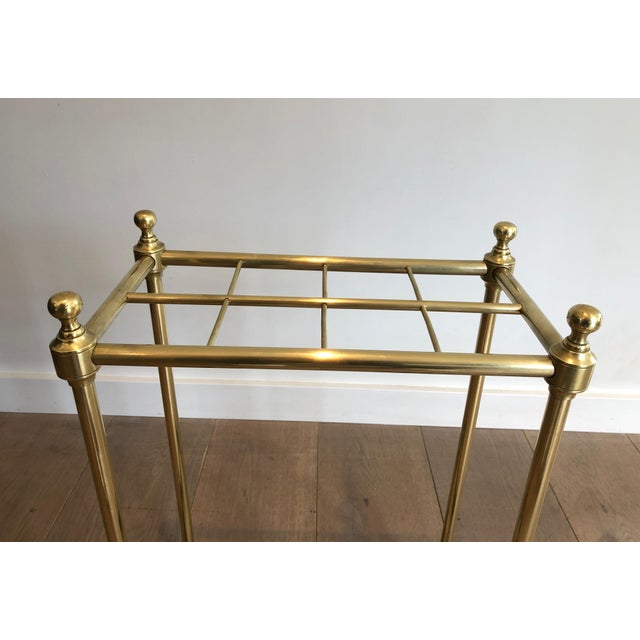 Brass Rectangular Umbrella Stand in Brass and Cast Iron. French Work. Circa 1900 For Sale - Image 8 of 12