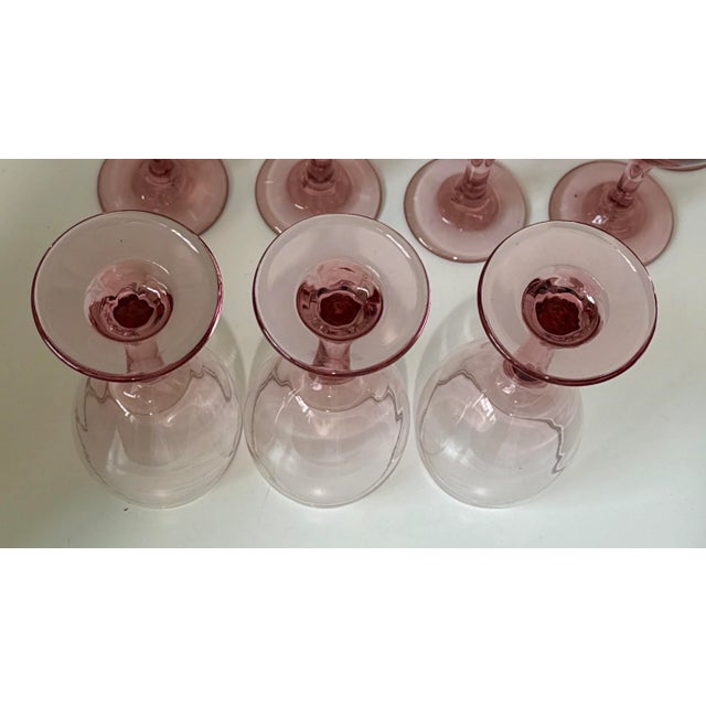 Glass Libbey Pink Plum Wine Glasses - S/12 For Sale - Image 7 of 9