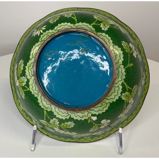 Metal Vintage Chinese Cloisonne Bowl With Scalloped Edge For Sale - Image 7 of 9