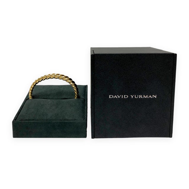 Gold David Yurman 18k Yellow Gold Pure Form Hinged Cable Bangle Bracelet 7mm For Sale - Image 8 of 8