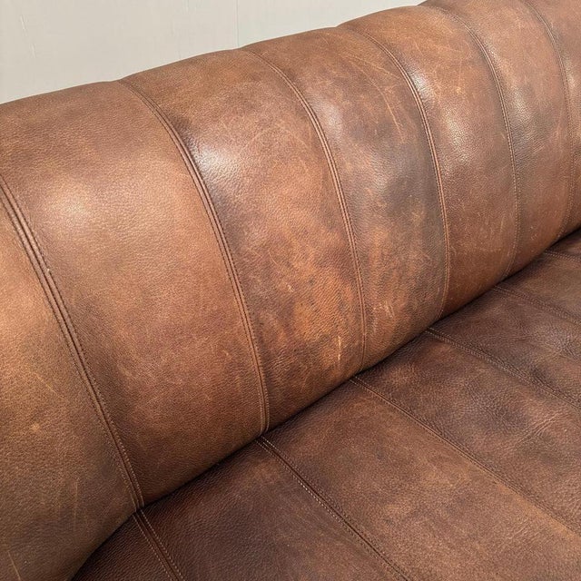 Vintage DS44 Three-Seater Sofa with Hocker from de Sede, 1970s, Set of 2 For Sale - Image 16 of 18