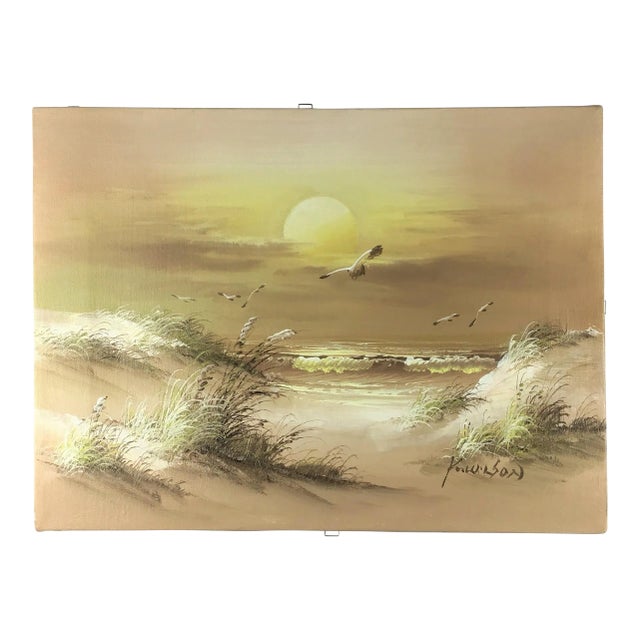 Original Artisan Signed Seascape Oil Painting on Canvas For Sale