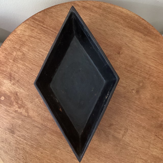 Mid 20th Century Vintage Cast Iron Diamond Shape Footed Bonsai Planters - Set of 2 For Sale - Image 5 of 12