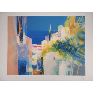 Daniel Gelis, Village en bord de mer, Lithograph For Sale