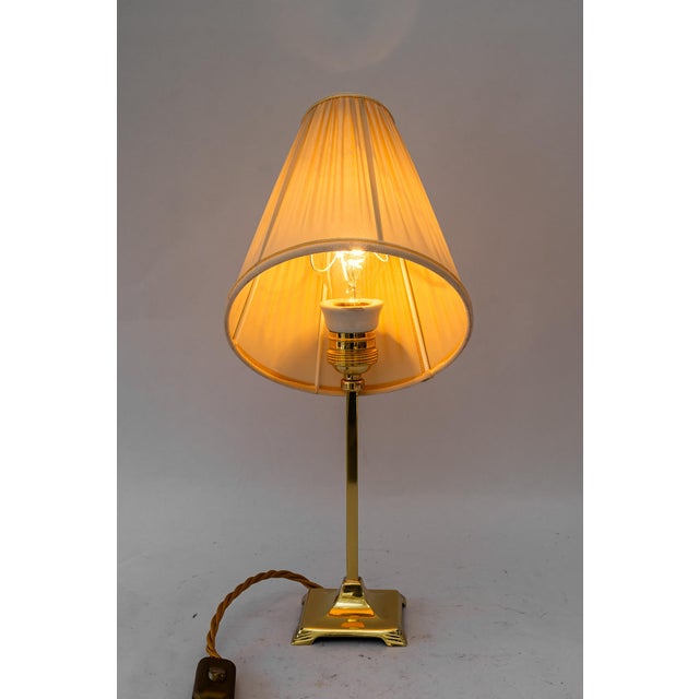 Art Deco Brass Table Lamp with Fabric Shade, Vienna, 1920s For Sale - Image 10 of 17