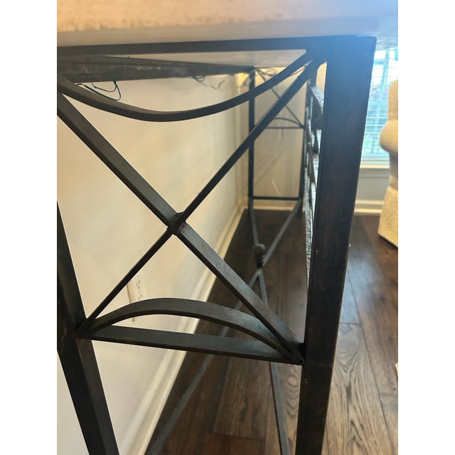 Late 19th Century Limestone Antique Iron Console For Sale In Charlotte - Image 6 of 11