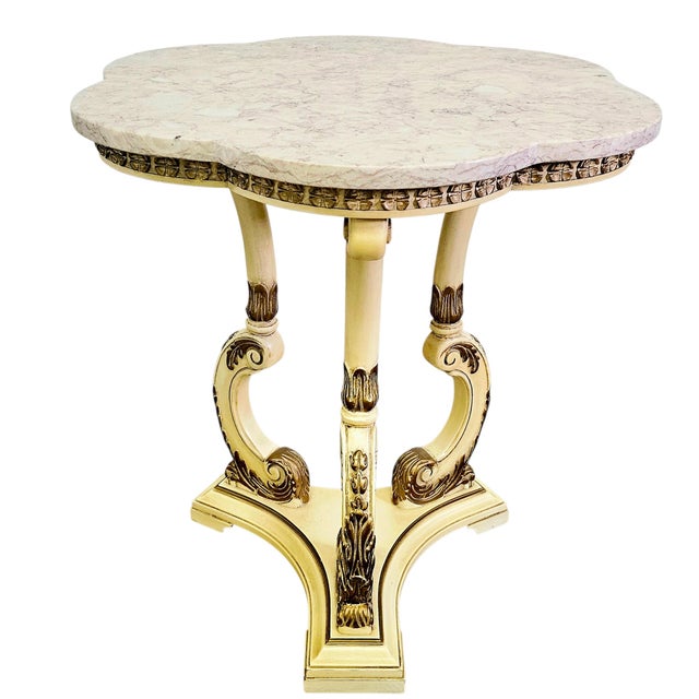 Vintage Hollywood Regency Marble Top Pedestal Side Table 26.75" For Sale In San Francisco - Image 6 of 14