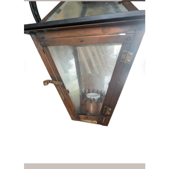 Late 20th Century Mid-20th Century Bevolo French Quarter Copper Yoke Pendant Lanterns - A Pair For Sale - Image 5 of 18