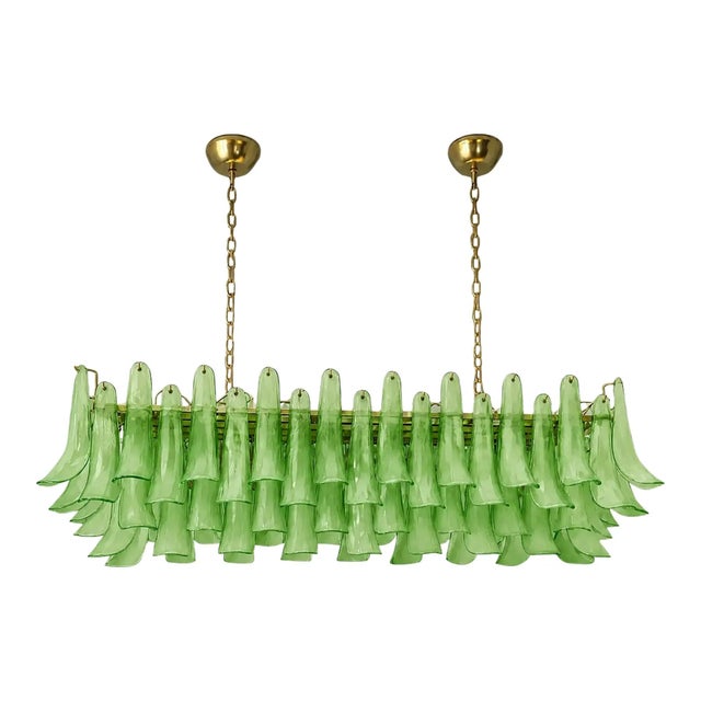 Green Frosted Selle Murano Glass Rectangular Chandelier in Mazzega by Simoeng for Simoeng For Sale - Image 6 of 7