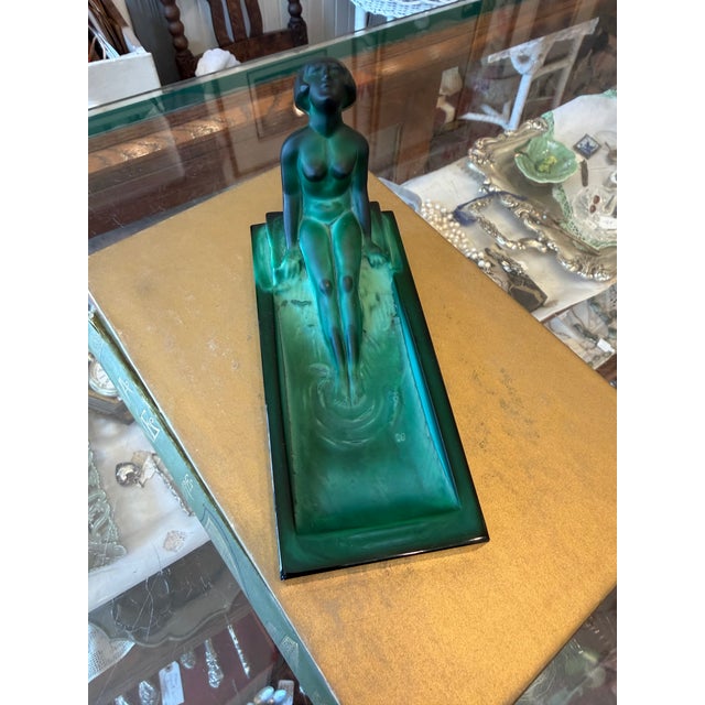 Art Deco Malachite Glass Nude Figural Ashtray For Sale - Image 14 of 16
