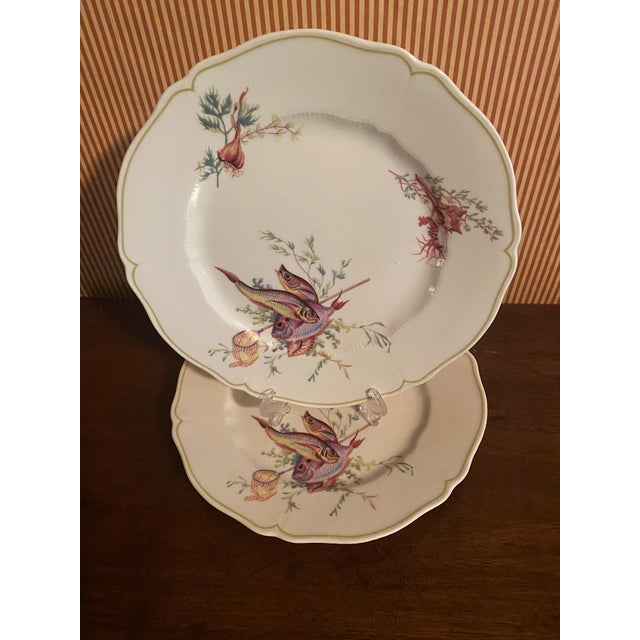Mid 20th Century Set of 12 Havilland- Limoges Dinner Plates, Six Fish and Crustacean Designs For Sale - Image 4 of 12
