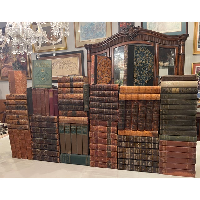 Set of 92 Antique gold letter books. Dickens, Thackery, Victor Hugo, Guy De Maupassant, E P Roe, World's Greatest...