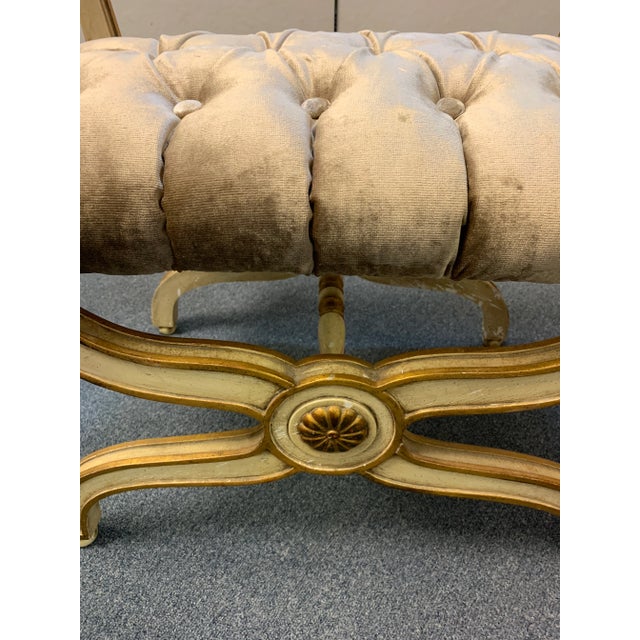 Vintage Hollywood Regency Carved Curule X Bench For Sale In West Palm - Image 6 of 9