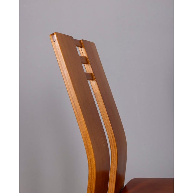 Wood Vintage Italian Wood and Leather Chairs, 1950s, Set of 4 For Sale - Image 7 of 13