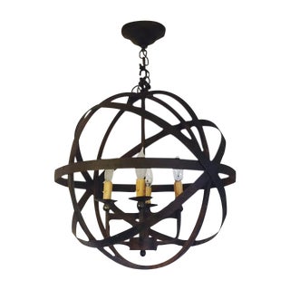 Iron Armillary Modern Four Light Pendant For Sale