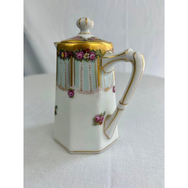 Victorian Mid 20th Century Victorian Royal Schwarzburg German Porcelain Teapot With Hand-Painted Fruit & Gilt Accents For Sale - Image 3 of 10