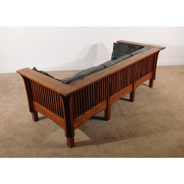 Late 20th Century Vintage Kimball Furniture Antique Style Mission Prairie Arts & Crafts Oak Sofa For Sale - Image 5 of 18