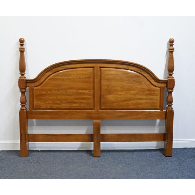 French Country Sumter Furniture Solid Oak Country French King Size Poster Headboard For Sale - Image 3 of 5