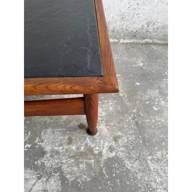 Wood Vintage Oak Coffee Table with Slate Top For Sale - Image 7 of 10