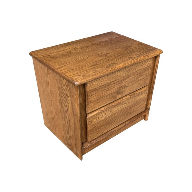 1980s Scandinavian Modern Solid Oak Two-Drawer Nightstands – Pair For Sale - Image 10 of 15