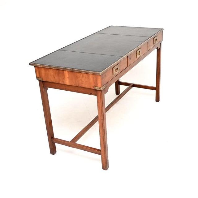 Vintage Military Campaign Desk in Yew Wood, 1950s For Sale - Image 3 of 11