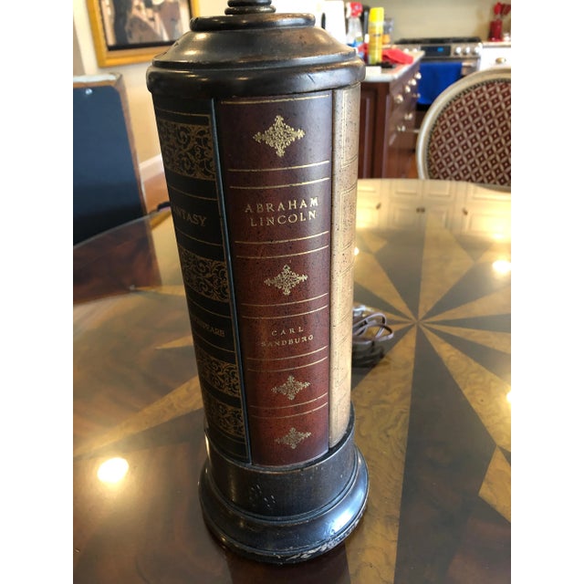 1980s Frederick Cooper Trompe l'Oeil Book Motif Table Lamp For Sale - Image 5 of 10