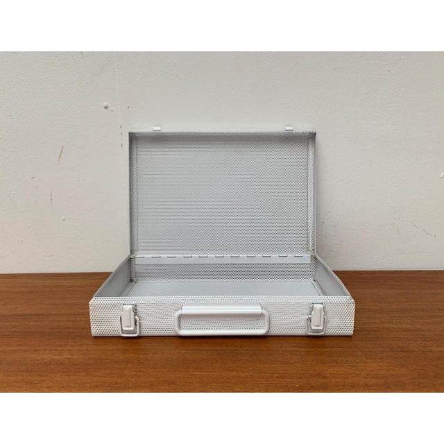 Postmodern White Perforated Metal Briefcase, 1980s For Sale - Image 5 of 18