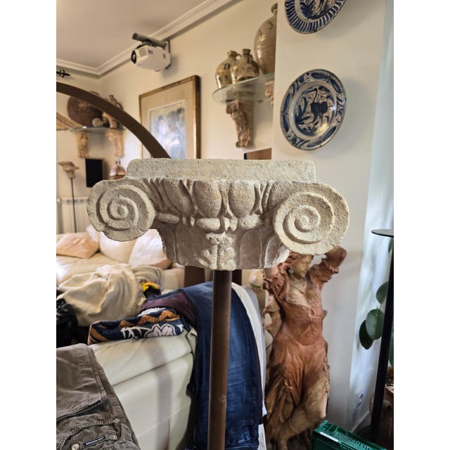 This exquisite decorative Romanesque capital, crafted from terracotta or a similar material in the 1950s, is a stunning...