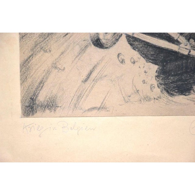 Erich Hochschild, War in Belgium, 1940, Charcoal Drawing on Tinted Paper For Sale - Image 9 of 10