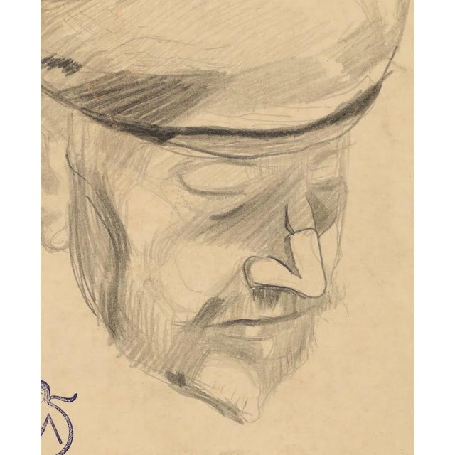 Portrait is an original drawing on ivory paper realized by Alexis Mérodack-Jeanneau in the early 20th century. Stamp of...