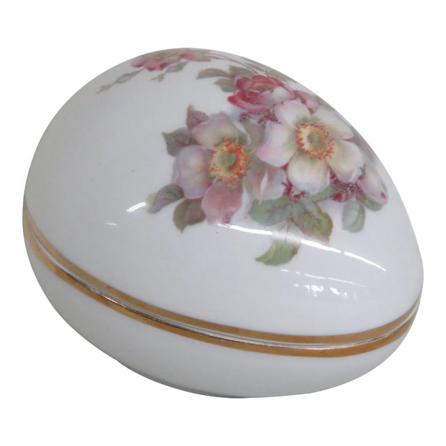 Gerlod Porzellan Tettau Bavaria W Germany Egg Trinket Vanity Jewelry Box For Sale