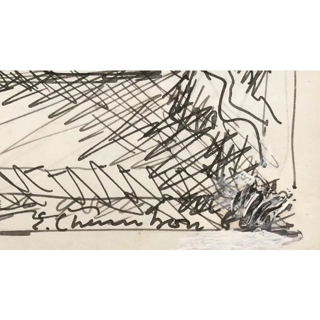 Contemporary Emile-François Chambon, Femme et enfant posant, Pencil on Paper, Frame For Sale - Image 3 of 9