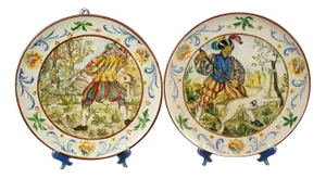 Large Neo-Renaissance Ceramic Plates, 1930, Set of 2