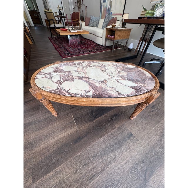 Neoclassical Style Oval Marble Coffee Table For Sale - Image 11 of 11