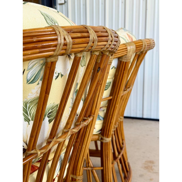 1980s Vintage Coastal Organic Modern Pencil Rattan Lounge Chairs – Pair For Sale - Image 5 of 12