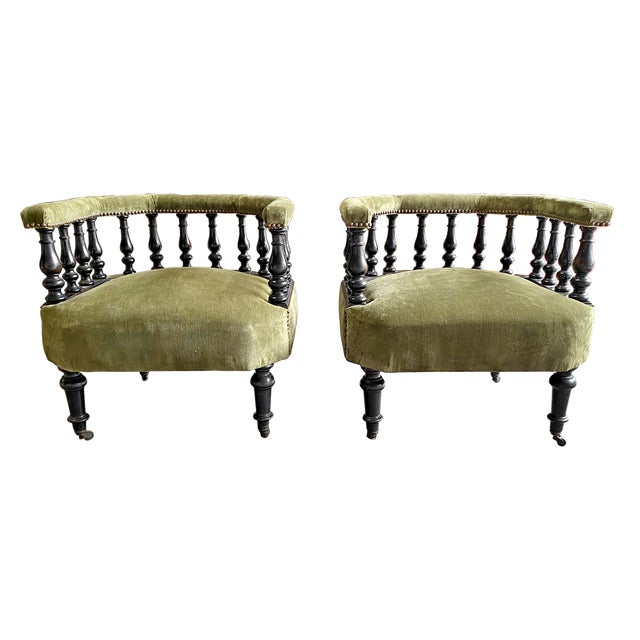 Napolean Iii Ebonized Cocktail Chairs A Pair Chairish