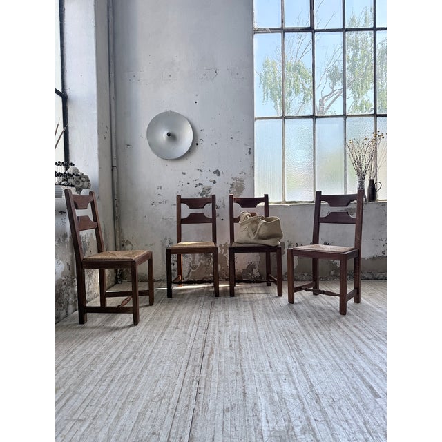 Rustic Oak Chairs from De Puydt, Belgium, 1970s, Set of 4 For Sale - Image 3 of 18